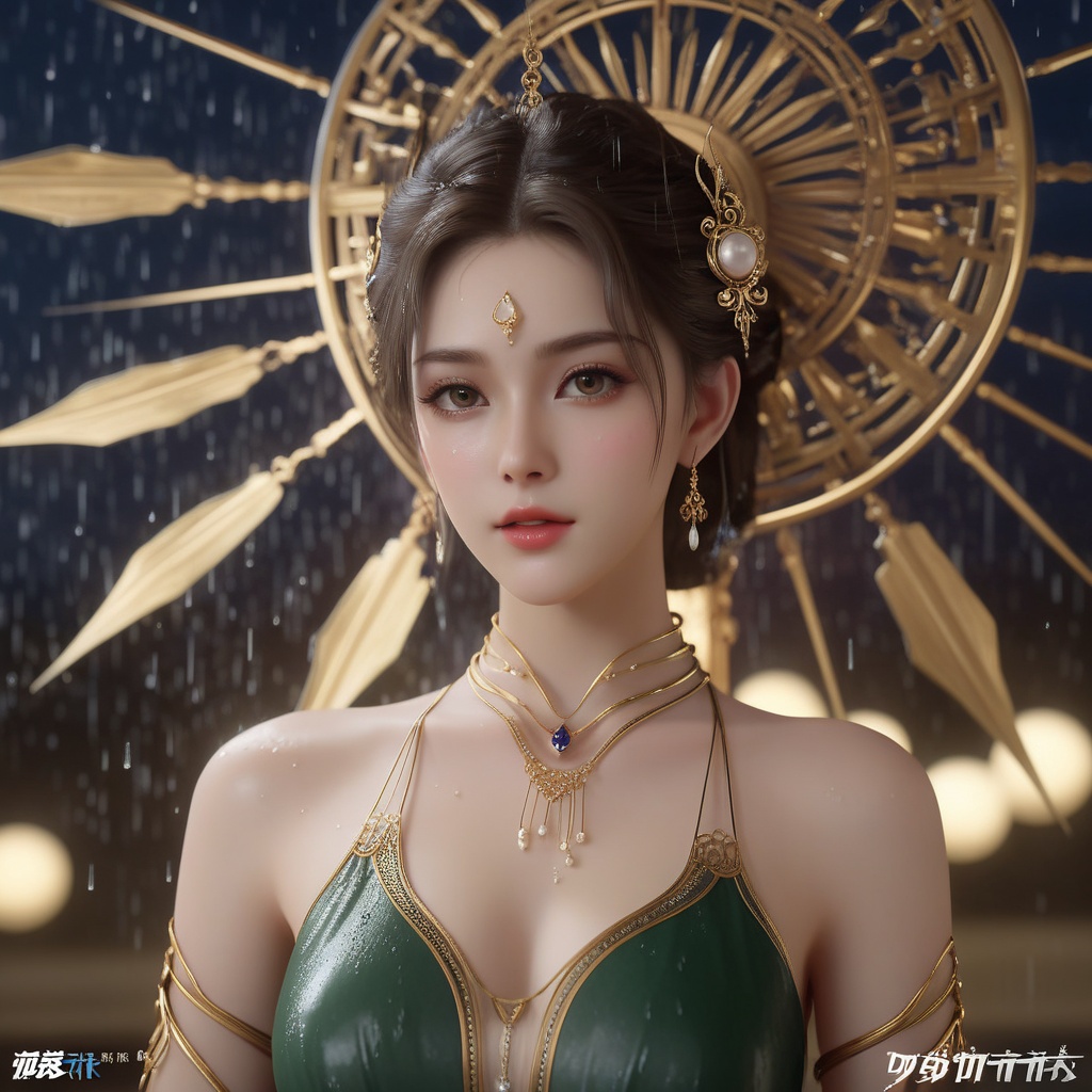 <lora:648-DA-XL-遮天-狠人大帝:0.8>(,1girl, ,best quality, ),looking at viewer, ,ultra detailed 8k cg, ultra detailed background,  ultra realistic 8k cg,          cinematic lighting, cinematic bloom, (( , )),,  , unreal, science fiction,  luxury, jewelry, diamond, pearl, gem, sapphire, ruby, emerald, intricate detail, delicate pattern, charming, alluring, seductive, erotic, enchanting, hair ornament, necklace, earrings, bracelet, armlet,halo,masterpiece, (( , )),,  ,cherry blossoms,(((, night,night sky,,  ultra high res, (photorealistic:1.4), raw photo, 1girl, , rain, sweat, ,wet, )))(( , ))   (cleavage), (),