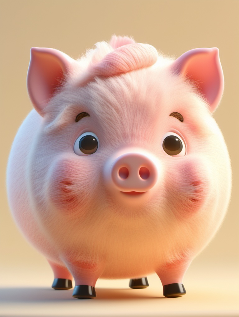 yapi,3D rendering,a cut pig,short villi,flush toy style,high detail,ultra high quality,