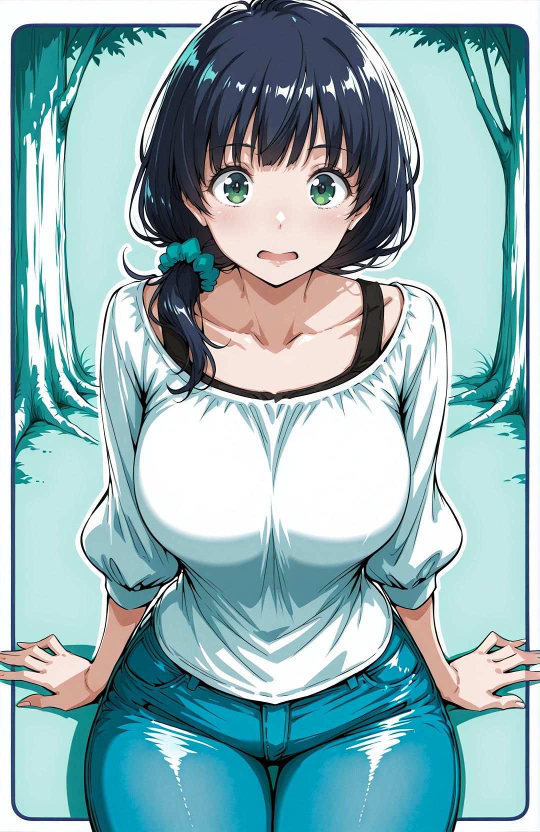 yamamura ami,  dark hair,  green eyes on Tensor.Art