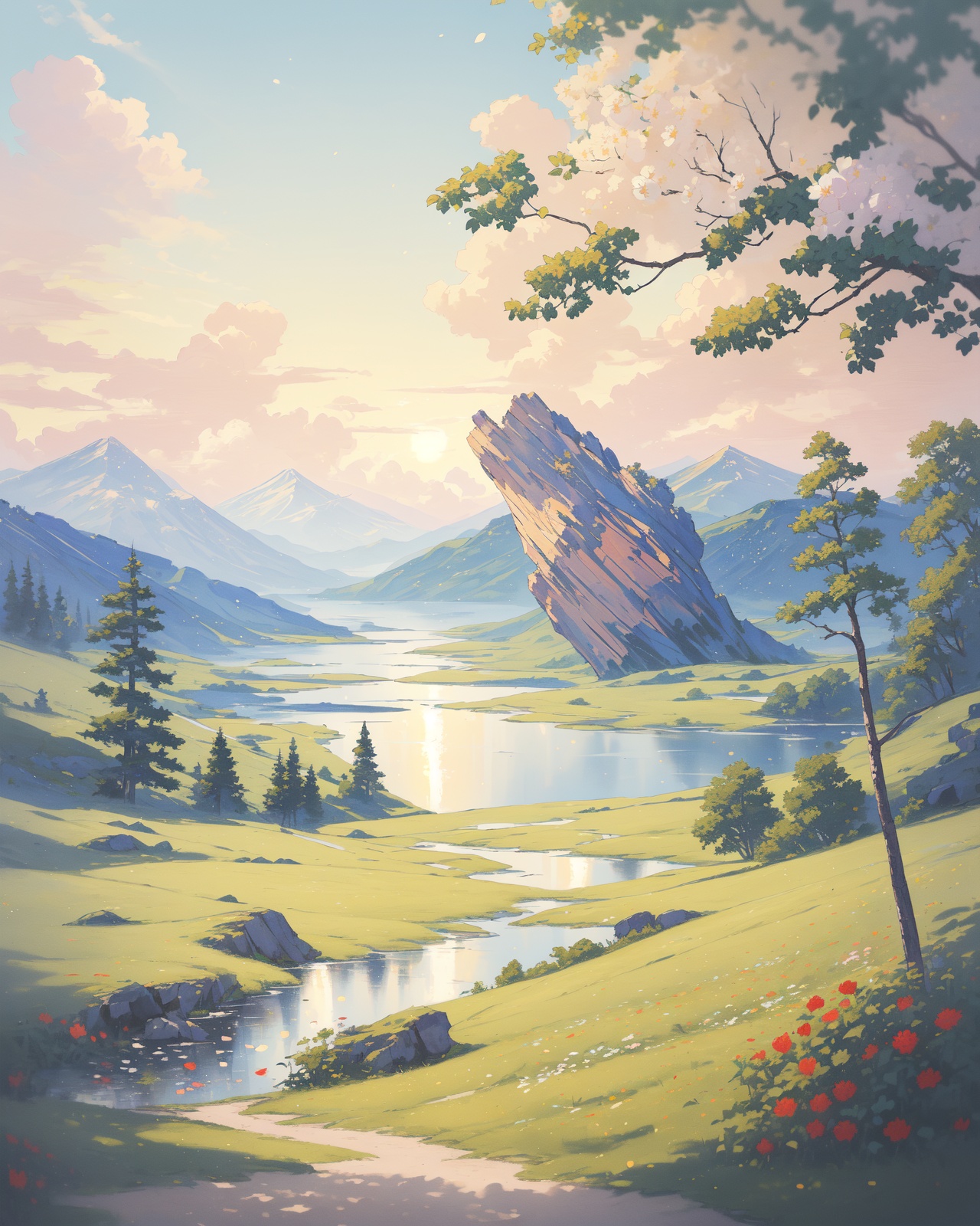 scenery,(River, Picnic, Afternoon sun, Riverside, Picnic blanket, Enjoyment,Eucalyptus trees, Red soil, Koalas, Eucalyptus scent, Outback landscape, Aboriginal art:1.3),outdoors,cloud,light particles,beautiful detailed sky,beautiful detailed glow,best shadow,from_side,depth of field,panorama,(masterpiece, best quality, beautiful and aesthetic:1.3),(beautiful and clear background:1.2),extremely detailed CG,ultra-detailed,beautiful concept illustration,illustration,extremely fine and beautiful,perfect details,<lora:YOUHUA-000015:1>,oil painting \(medium\),