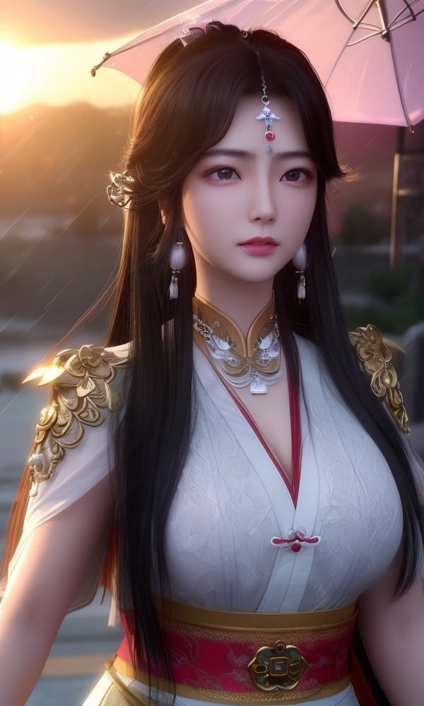 (,1girl, ,best quality, ),looking at viewer, <lora:373-DA-仙逆-周紫虹:0.8> ,,ultra detailed 8k cg, ultra detailed background ,ultra realistic 8k cg, flawless,  tamari \(flawless\), professional artwork, famous artwork, cinematic lighting, cinematic bloom, (( , )),, dreamlike, unreal, science fiction,  luxury, jewelry, diamond, pearl, gem, sapphire, ruby, emerald, intricate detail, delicate pattern, charming, alluring, seductive, erotic, enchanting, hair ornament, necklace, earrings, bracelet, armlet,halo,masterpiece, (( , )),, realistic,science fiction,mole,   ,cherry blossoms,,(((Best quality, masterpiece, ultra high res, (photorealistic:1.4), raw photo, 1girl, ,rain, , sunlight, sunset, qianqiu wanxia,     )))  (()), (),