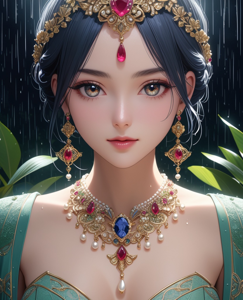 (,1girl, ,best quality, ),looking at viewer, ,ultra detailed 8k cg, ultra detailed background,  ultra realistic 8k cg,          cinematic lighting, cinematic bloom, (( , )),,  , unreal, science fiction,  luxury, jewelry, diamond, pearl, gem, sapphire, ruby, emerald, intricate detail, delicate pattern, charming, alluring, seductive, erotic, enchanting, hair ornament, necklace, earrings, bracelet, armlet,halo,masterpiece, (( , )),,  ,cherry blossoms,(((, night,night sky,lamppost,  ultra high res, (photorealistic:1.4), raw photo, 1girl, , rain, sweat, ,wet, )))(( , ))   (cleavage), (),