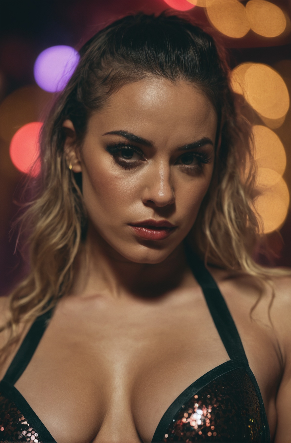 photograph close up portrait of Female Stripper,  serious,  stoic cinematic 4k epic detailed 4k epic detailed photograph s...