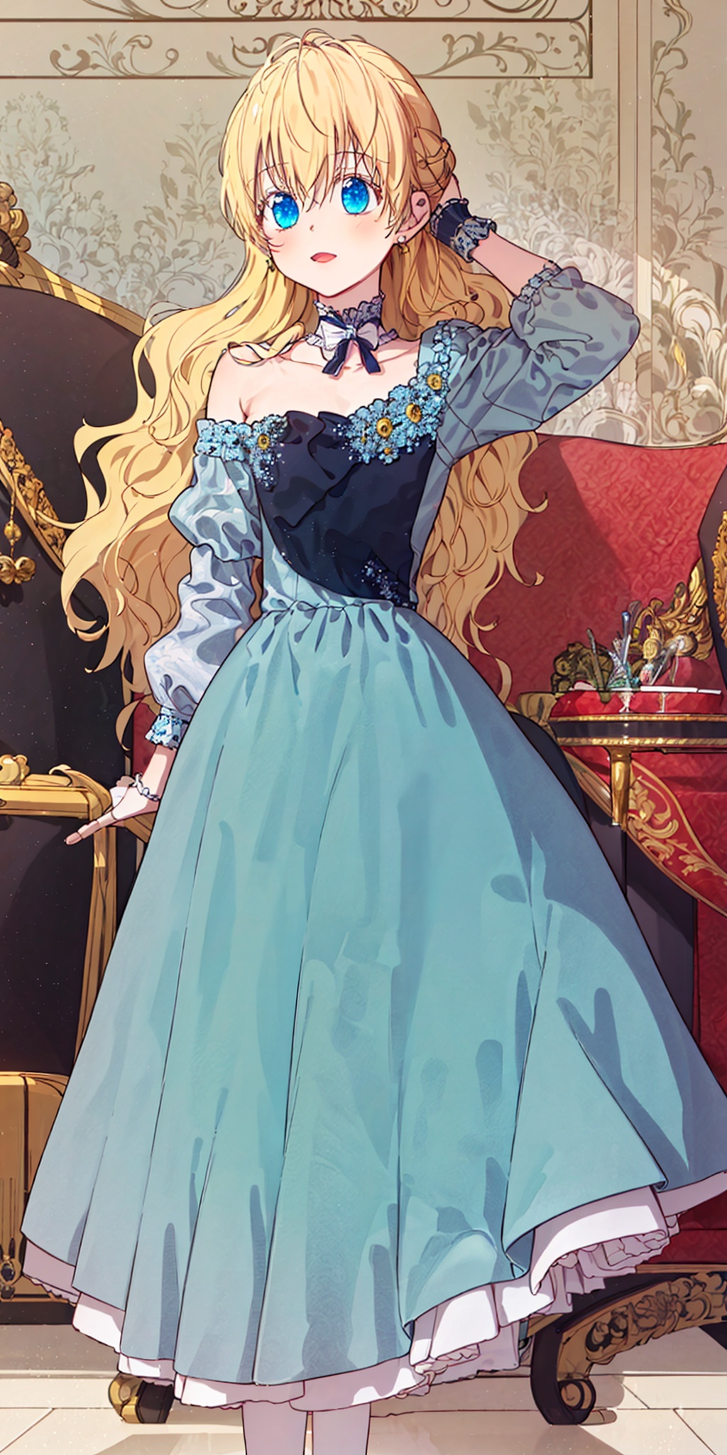 start,  ,  blue dress on Tensor.Art