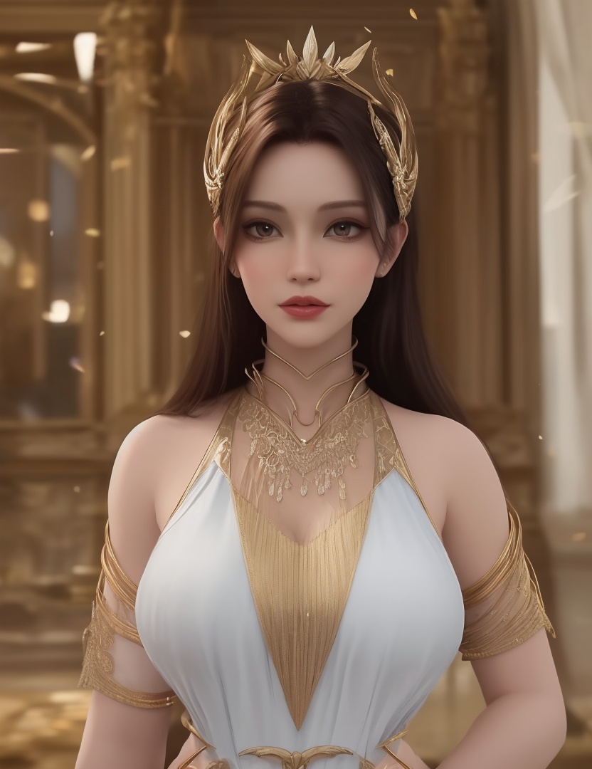 ultra realistic 8k cg, picture-perfect face, flawless, clean, masterpiece, professional artwork, famous artwork, cinematic lighting, cinematic bloom, perfect face, beautiful face, beautiful eyes, ((perfect female body, narrow waist)), red eyes, gorgeous queen, royal, divine, goddess, godlike, (royal palace), fantasy, dreamlike, unreal, science fiction, , beautiful clothes, lace, lace trim, lace-trimmed legwear, nsfw, breasts out,  (rich:1.4), prestige, luxury, jewelry, diamond, gold, pearl, gem, sapphire, ruby, emerald, intricate detail, delicate pattern, sexy, charming, alluring, seductive, erotic, enchanting, hair ornament, necklace, earrings, bracelet, armlet, ,(solo:1.5, ) (1girl:1.8),(,gigantic breasts,)<lora:DA_HenRenDaDi:0.5>