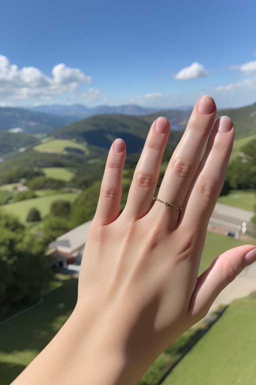 <lora:nicehand000008:0.5>,HDR,UHD,8K,Highly detailed,best quality,masterpiece,Close up shots of hands,five fingers,blue sky,sky,outdoors,cloud,close-up,out of frame,day,