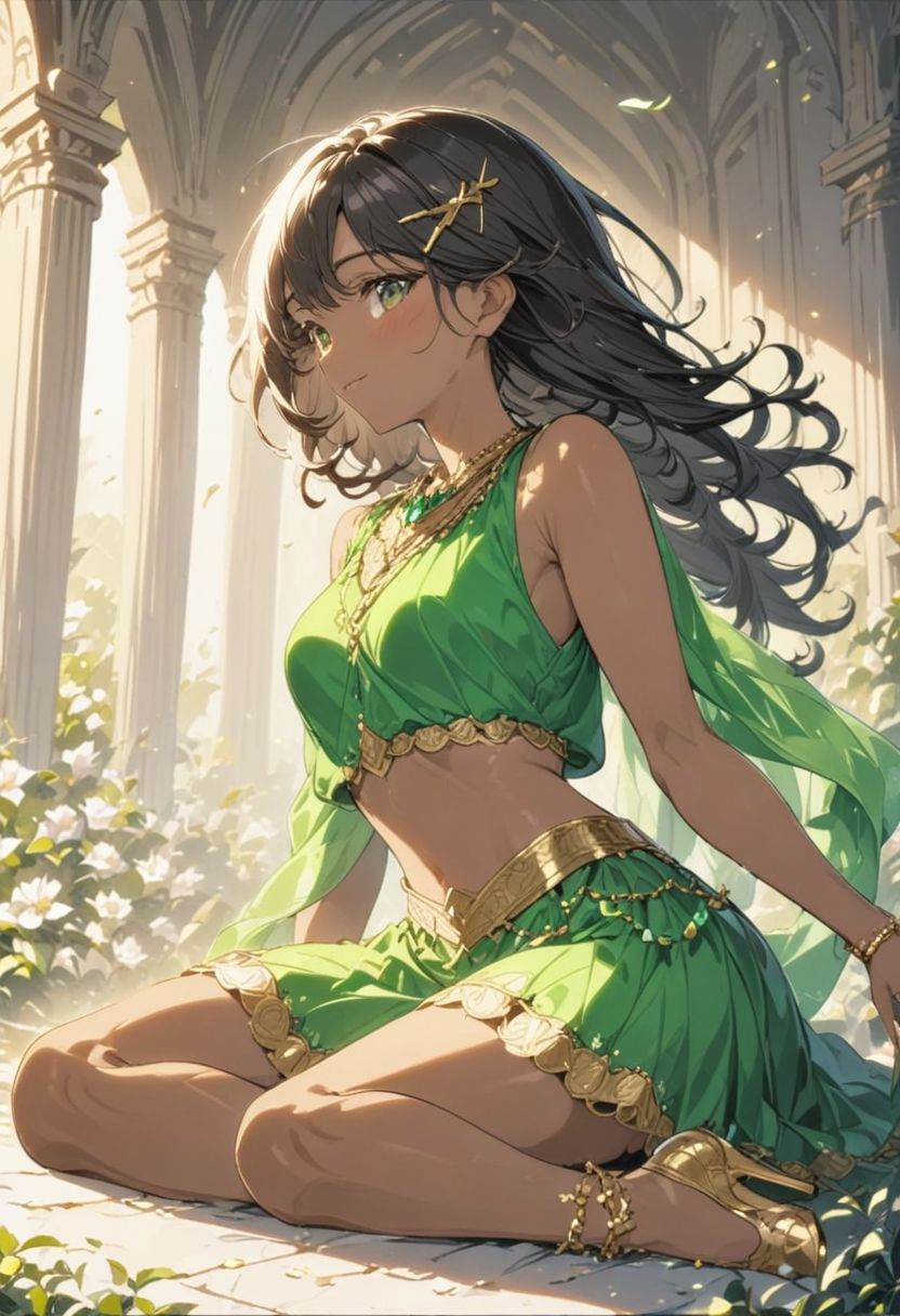 a beautiful (((black haired girl,  ))) very long messy hair,  beautiful detailed deep brown eyes on Tensor.Art