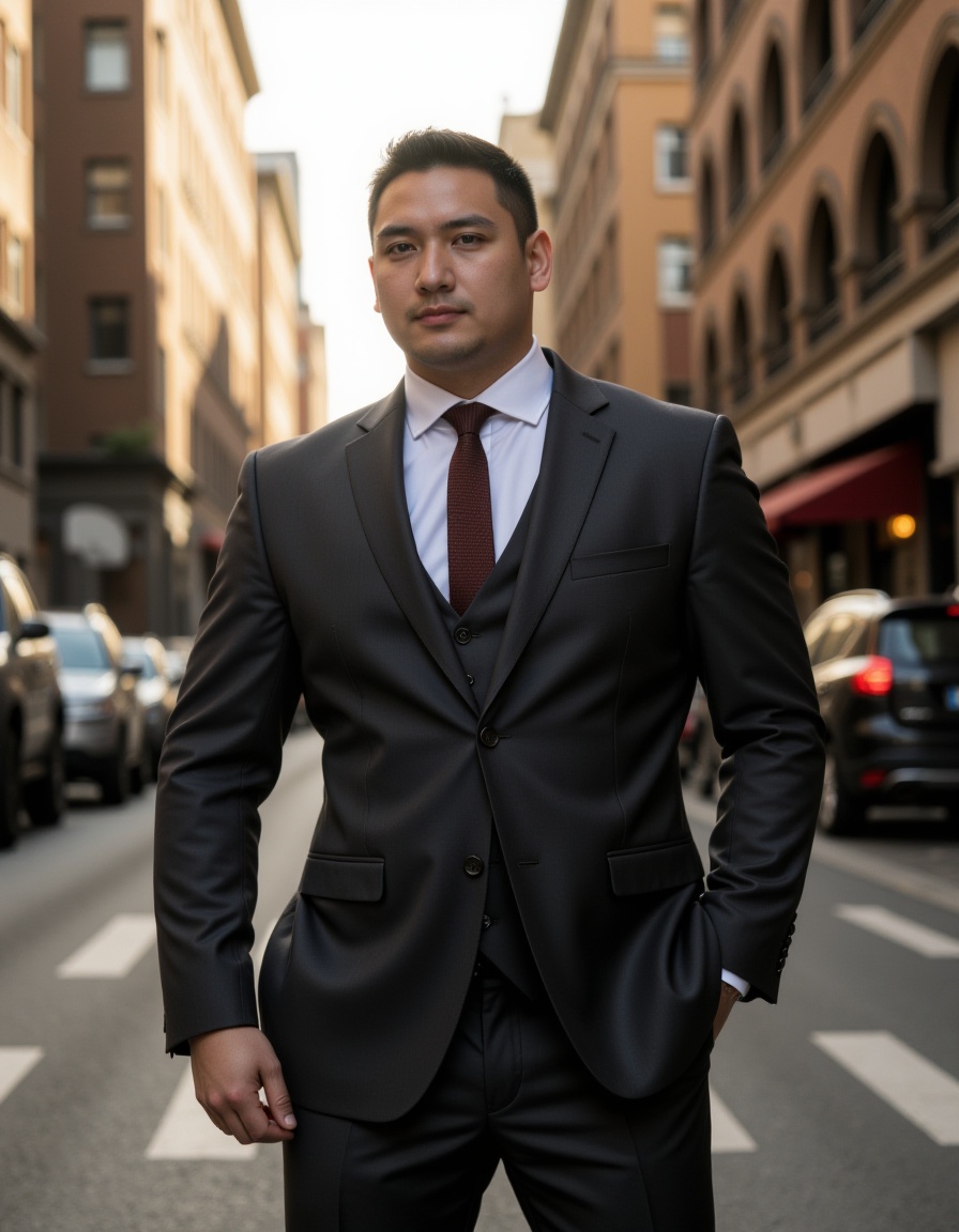 man,suit,street,sunlight,