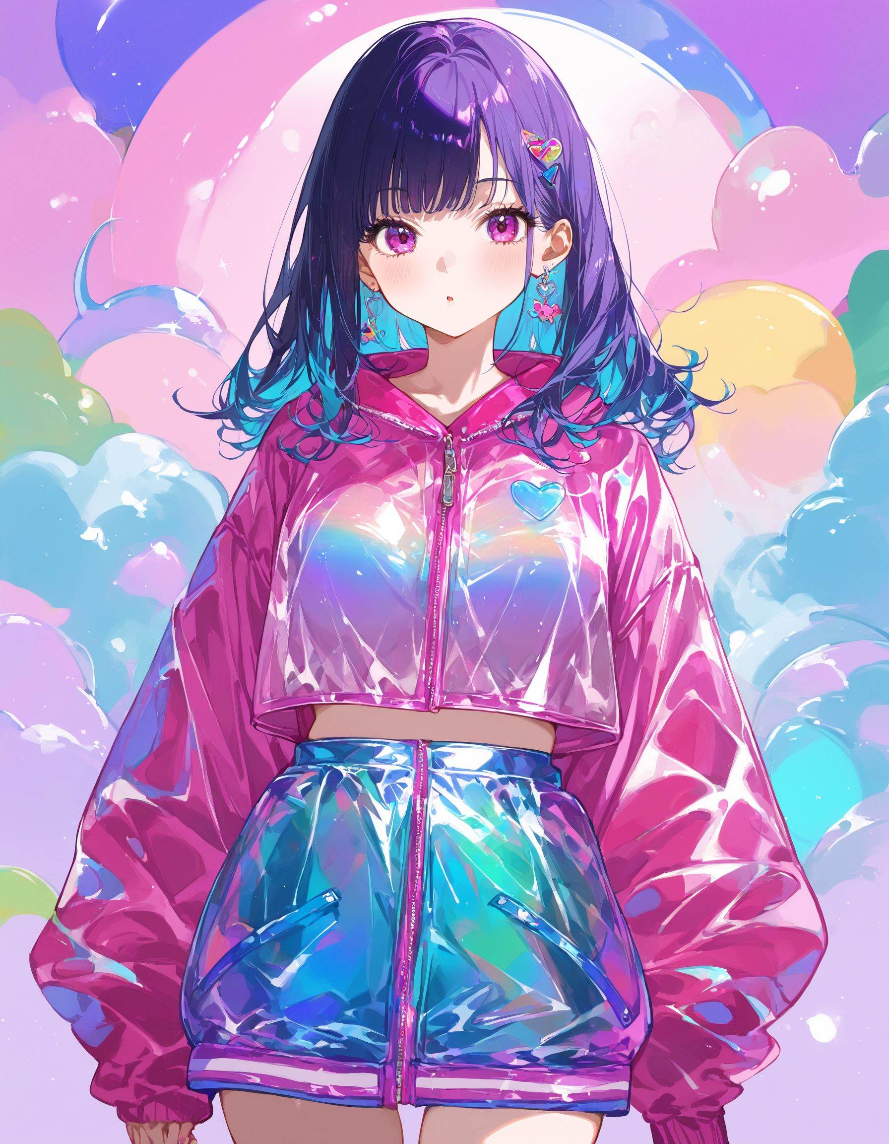 1girl,  soltransparent color PVC clothing,  transparent color vinyl clothing on Tensor.Art