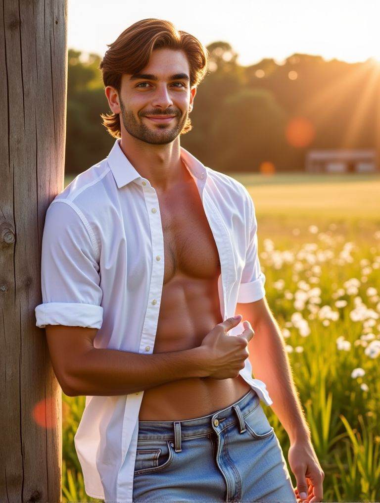 Ferran Torres ,  hairy chests and abs. multiple pose positions. light particles. sparkling lights. fireflies. wearing open...