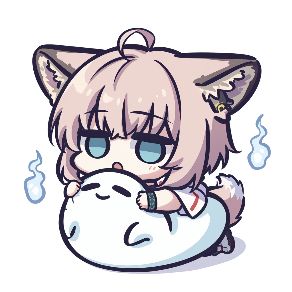 chibi,1girl,solo,upper body,sussurro \(arknights\),arknights,animal ears,blue eyes,fox ears,ahoge,short hair,bangs,brown hair,fox girl,fox tail,tail,animal ear fluff,open mouth,white background,solo,simple background,looking at viewer,upper body,ghost,giving up the ghost,,white background,simple background,<lora:Kei_Style_noob-4:1>,