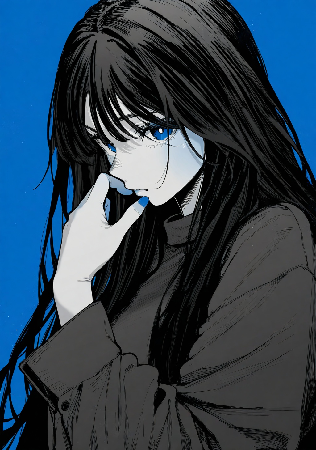 1girl,  spot color,  monochrome on Tensor.Art