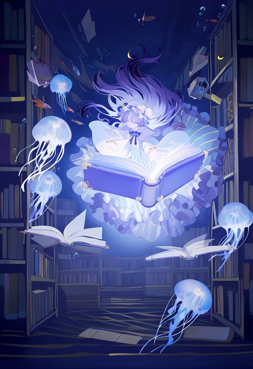 1girl,  patchouli knowledge,  touhou on Tensor.Art