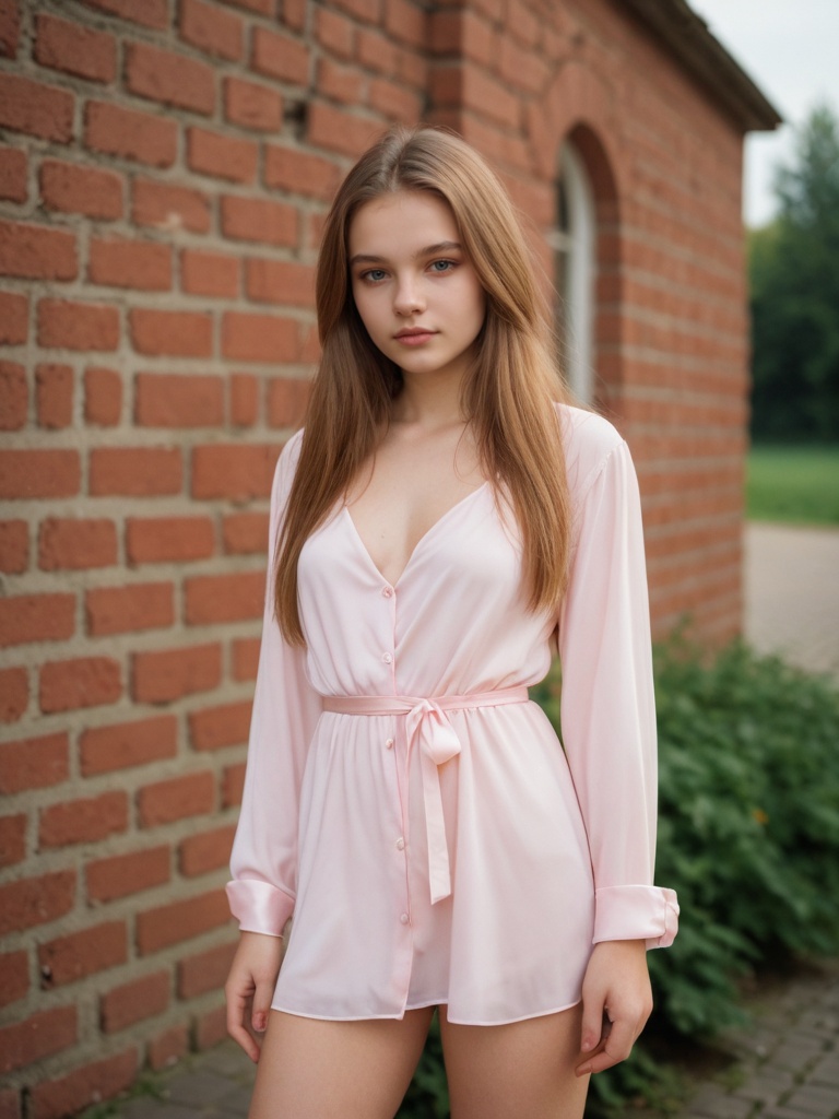 best quality,  editorial a young girl 18yo skin skin-color color stand in poland,  satin on Tensor.Art