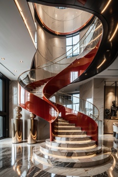 Art stairs, structural aesthetics, beautiful curves, practicality, stair steps,8K, high-definition, high quality, high resolution, details, realism, masterpieces, realism, masterpieces