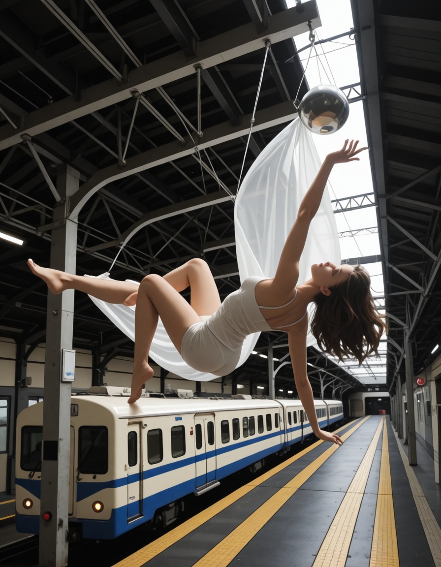 ehlevitating,  man in a train station on Tensor.Art