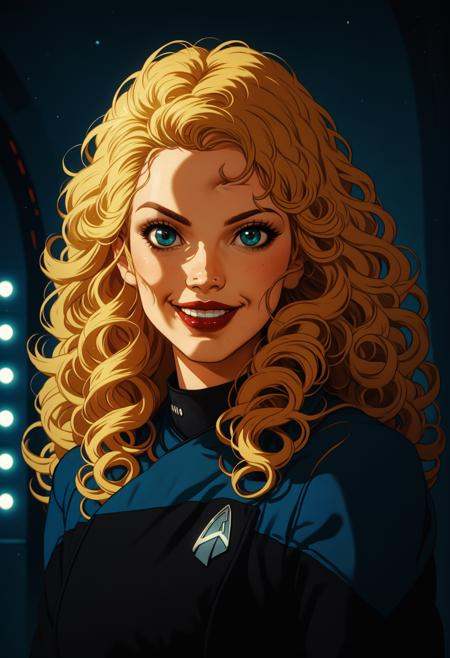 score_7_up,  solo,  long blonde curly hair on Tensor.Art