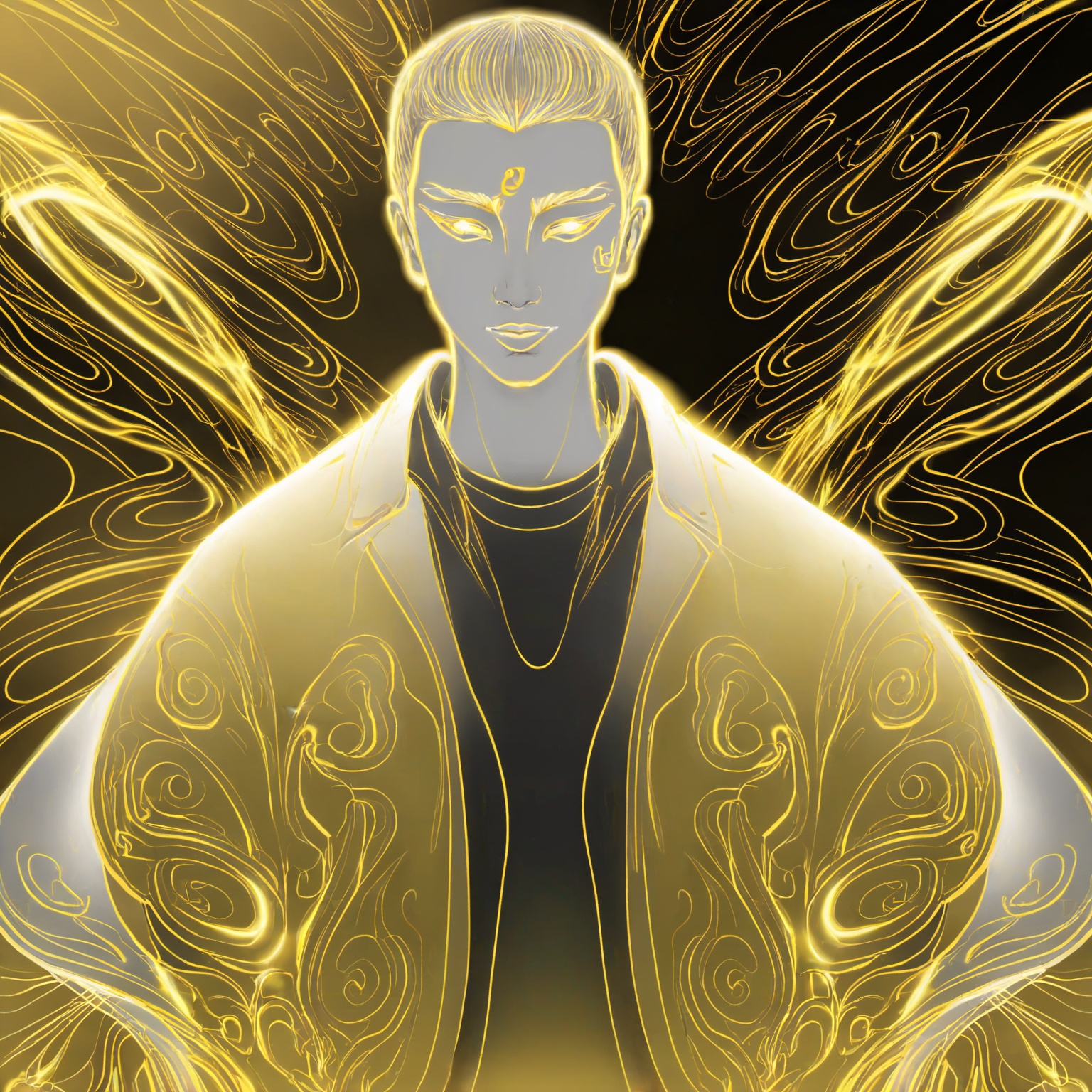 a man,<lora:eastern_mythology_xl:0.8>,golden line,mix,