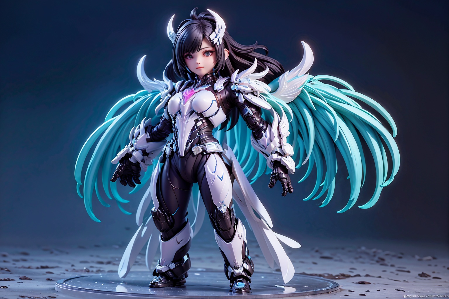 1boy,concept artwork,black hair,(a lonely solo boy:1.4),sky,wing,wings with fans,graphics card fan,strong male mecha warrior,mighty and domineering,cool mecha,32k,blue and white color scheme,white armor,white_background,standing,full body,<lora:AGirl_v1:1>,(chibi:1.1),