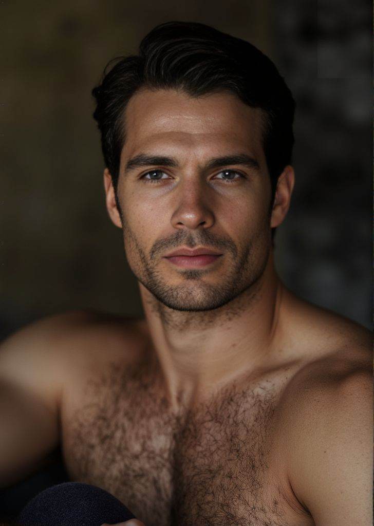 Henry Cavill ,  GQ Magazine cover((full body half naked)),  on the cover of gq men magazine with title hot men on Tensor.Art