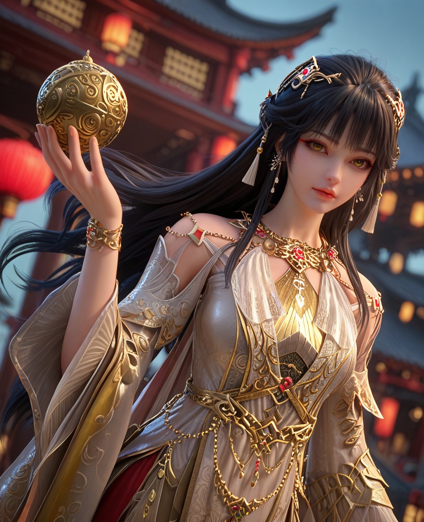 (oriental architecture, elegant decor, sophisticated style:1.1),(in a red shorts jumps in the air,holding a ball in her hand and shooting it towards the hoop:1.1),(breasts:1.2),<lora:XL百炼成神神国圣女白月蓉:0.95>,miss baiyuerong,black hair,jewelry,long hair,hair ornament,earrings,dress,yellow eyes,bangs,parted lips,eyelashes,teeth,, zPDXL2, score_9, score_8_up, score_7_up BREAK realistic, masterpiece,best quality, highly detailed,, zPDXL3, zPDXL2,zPDXL, zPDXLxxx, zPDXLrl,