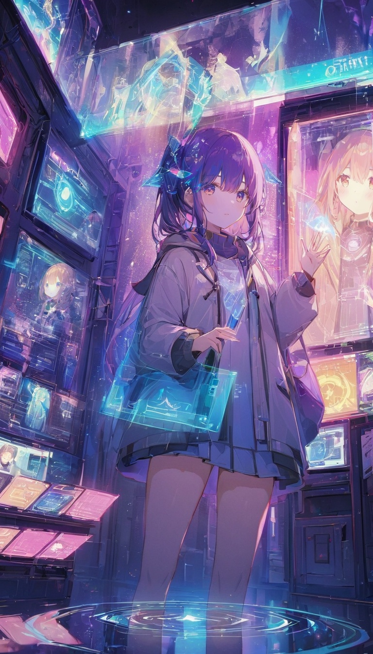 hologram_art_style,hologram,1girl,scenery,reflection,science fiction,fantasy,holographic interface,planet,fake screenshot,spacecraft,<lora:lora.by_tusi:0.7>,