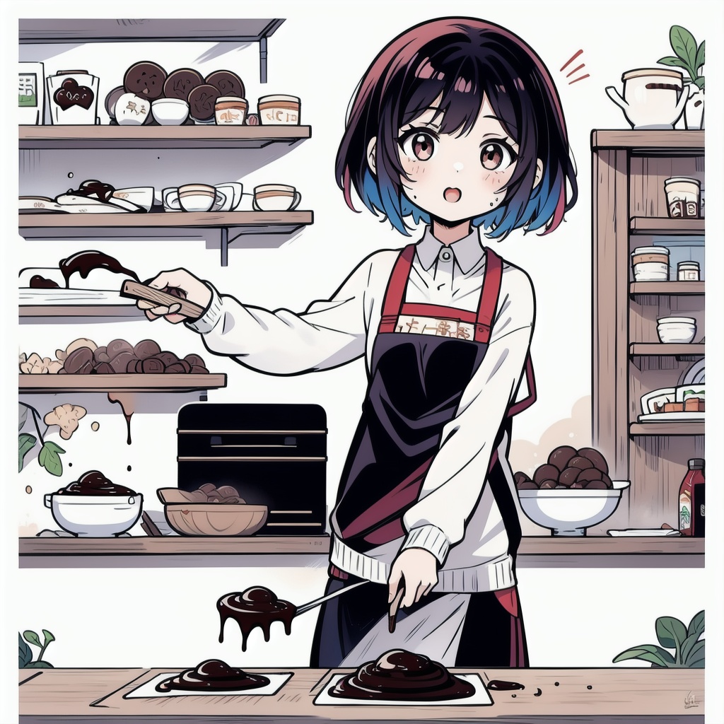 A very cute girl,  chibi style,  cooking on Tensor.Art
