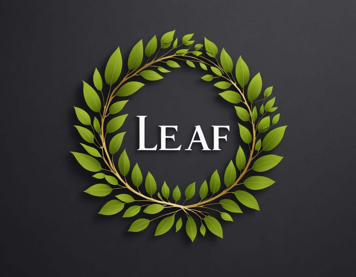 A wreath symbol surrounding the word Leaf. on Tensor.Art