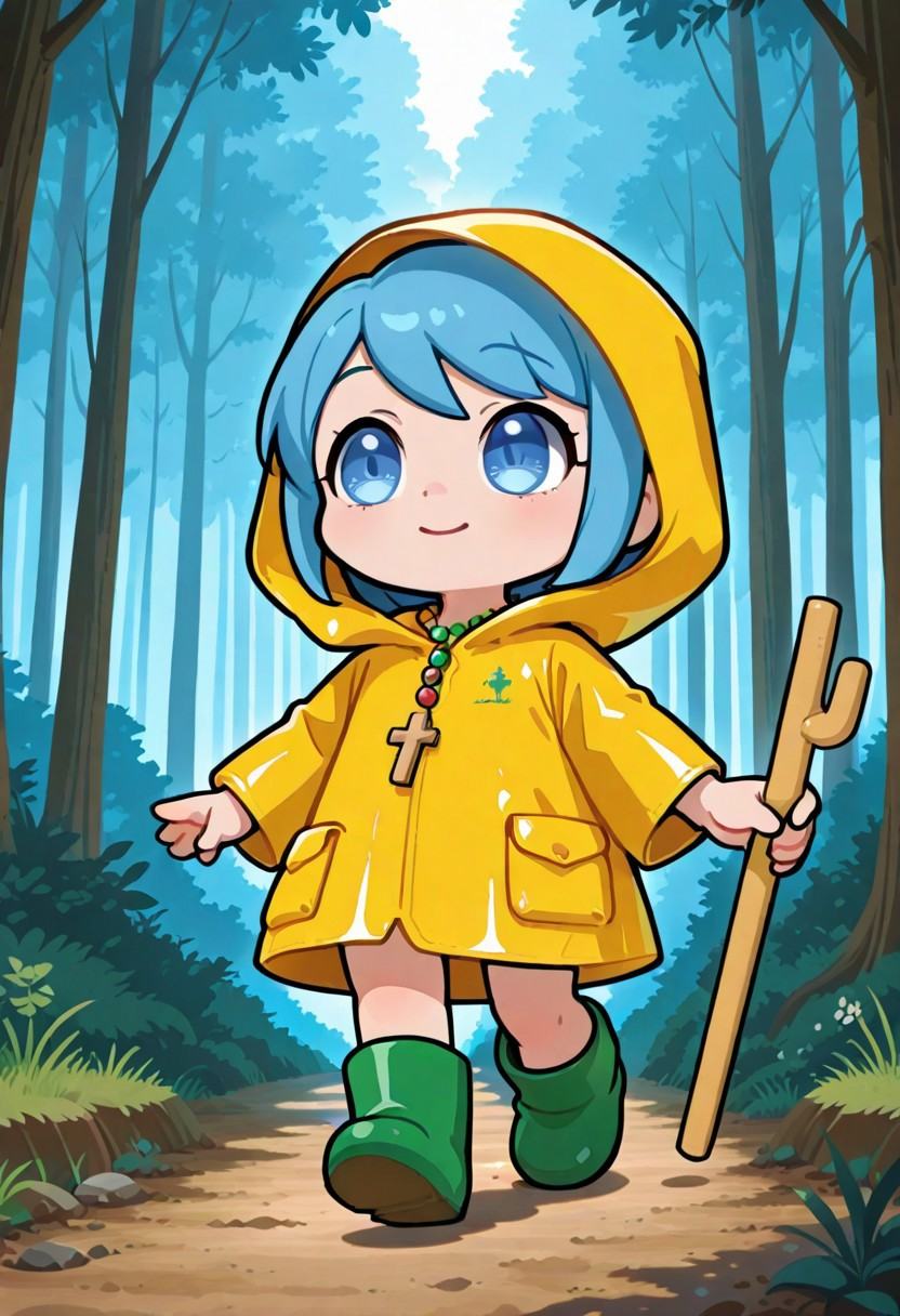 Luce,  cross_necklace,  yellow_raincoat on Tensor.Art