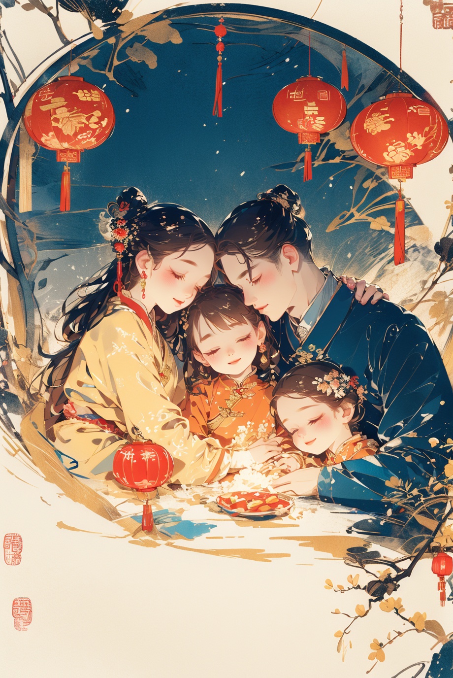 masterpiece,best quality,family,chinese new year,<lora:tuanyuan_20240304140852:1>,