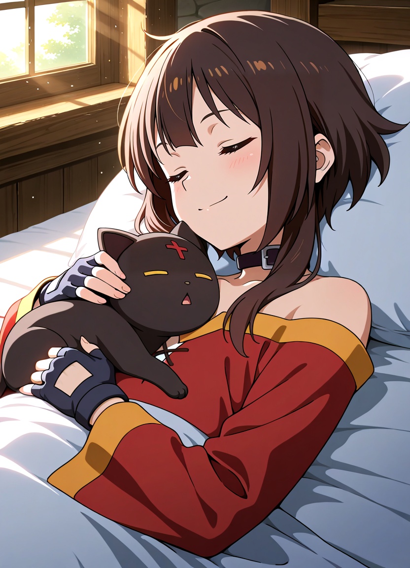megumin,  closed eyes,  brown hair on Tensor.Art