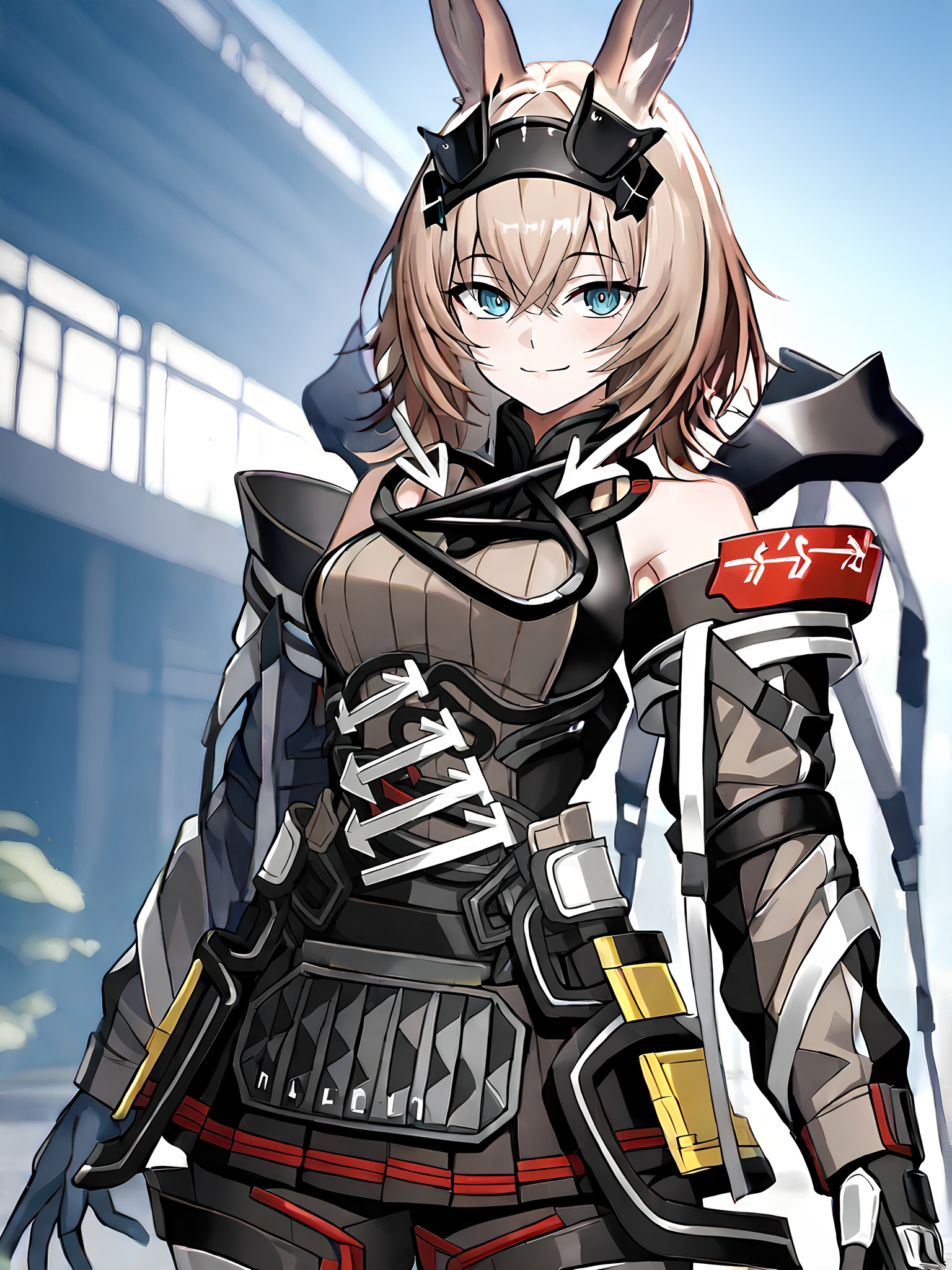 Avywenna,  girl with long rabbit ears,  short light brown hair with bangs on Tensor.Art