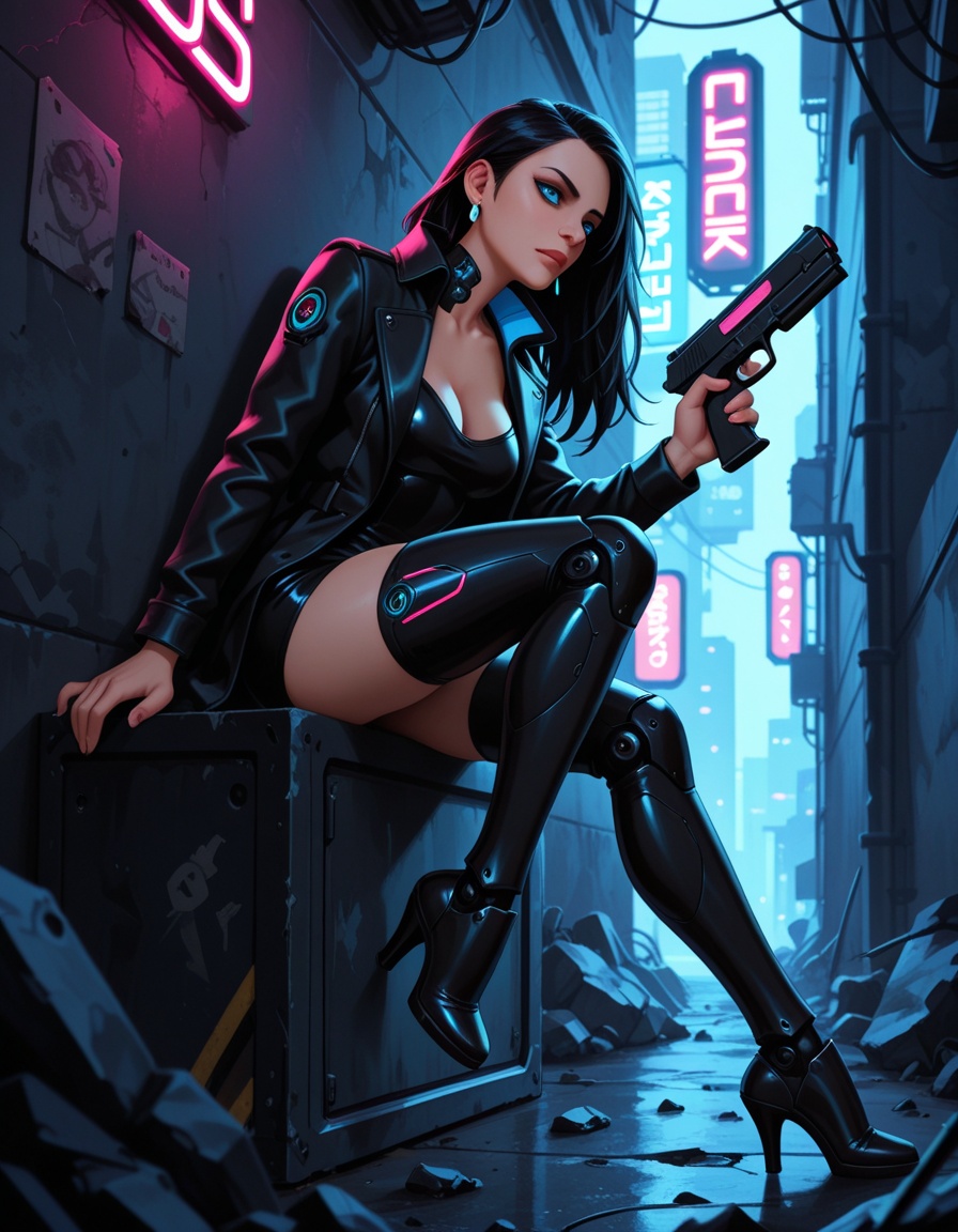 cyberpunk setting,  sci fi,  neon lighting on Tensor.Art
