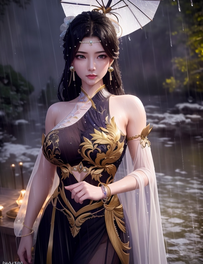 <lora:514-DA-万古狂帝-柳妃:0.8>(,1girl, ,best quality, ),looking at viewer, ,ultra detailed 8k cg, ultra detailed background,  ultra realistic 8k cg,          cinematic lighting, cinematic bloom, (( , )),,  , unreal, science fiction,  luxury, jewelry, diamond, pearl, gem, sapphire, ruby, emerald, intricate detail, delicate pattern, charming, alluring, seductive, erotic, enchanting, hair ornament, necklace, earrings, bracelet, armlet,halo,masterpiece, (( , )),,  ,cherry blossoms,(((, night,night sky,,  ultra high res, (photorealistic:1.4), raw photo, 1girl, , rain, sweat, ,wet, )))(( , ))   (cleavage), (),