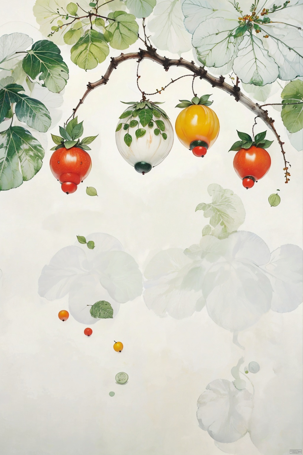 Fruit and vegetable, minimalism, large white space, white background<lora:EMS-358560-EMS:1.000000>