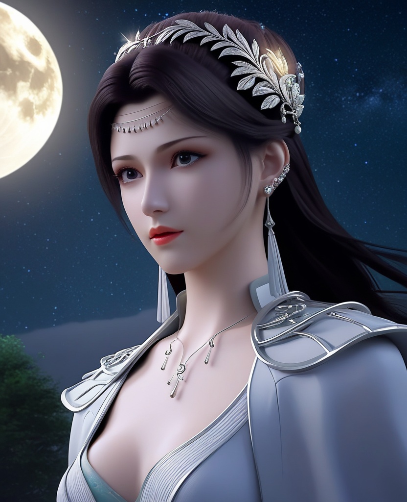 <lora:576-DA-XL-斗破苍穹-云韵-白服:0.8>(,1girl, ,best quality, ),looking at viewer,masterpiece(,1girl,night, starry sky, milky way,outdoors, full moon,  night sky, darkness,  world of darkness, , ) ,ultra realistic 8k cg,   clean, masterpiece,     (( , )),, , , prestige, luxury, jewelry, diamond, gold, pearl, gem, sapphire, ruby, emerald, intricate detail, delicate pattern, charming, alluring, seductive, erotic, enchanting, hair ornament, necklace, earrings, bracelet, armlet,halo((, )), (),