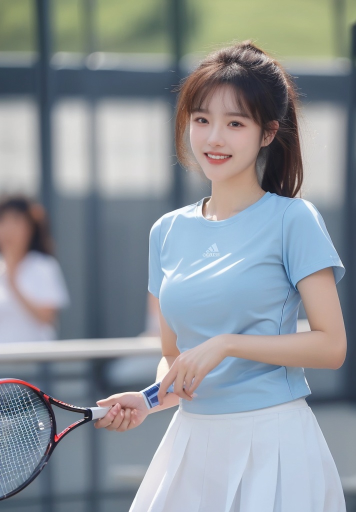 1girl,  wangqiu,  blue shirt by 阿泽泽 on Tensor.Art