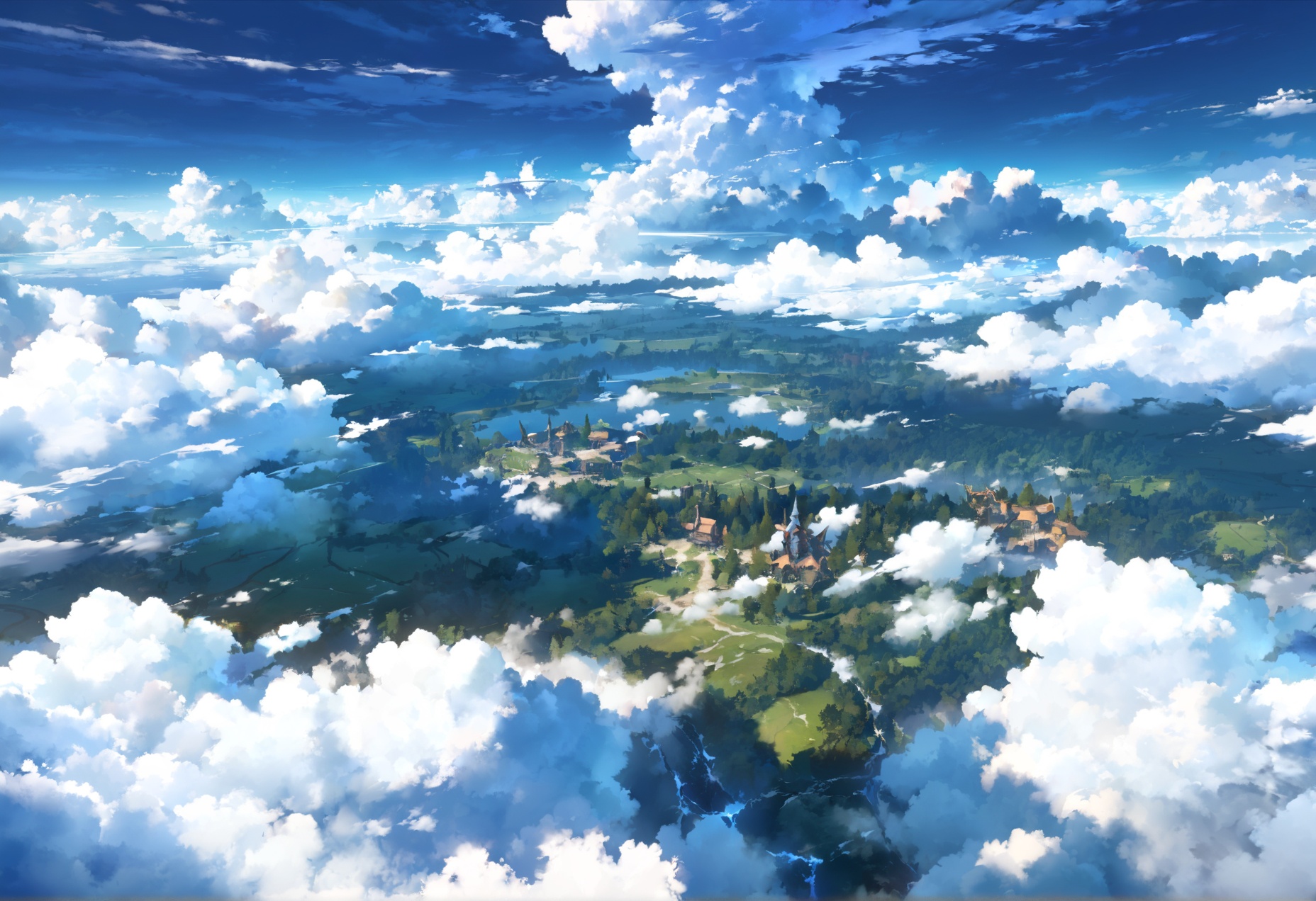 8k, best quality, masterpiece, (ultra-detailed), <lora:GBFV1-A3-Tanger-000013:0.75>,cloud, sky, scenery, day, copyright name, no humans, blue sky, outdoors, cloudy sky, english text:"Granblue Fantasy: Relink", above clouds, reflectionfull_shot,
