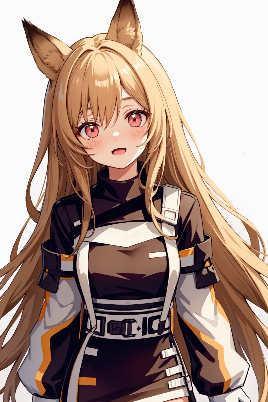 ceobe_(arknights),1girl,solo,looking_at_viewer,dog_girl,long_sleeves,blush,white_background,simple_background,open_mouth<lora:ceobe_(arknights):1>,simple background,white backgroundmasterpiece,best quality, highly detailed, 