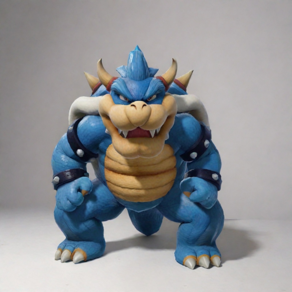 Bowser painted in blue,  realistic on Tensor.Art
