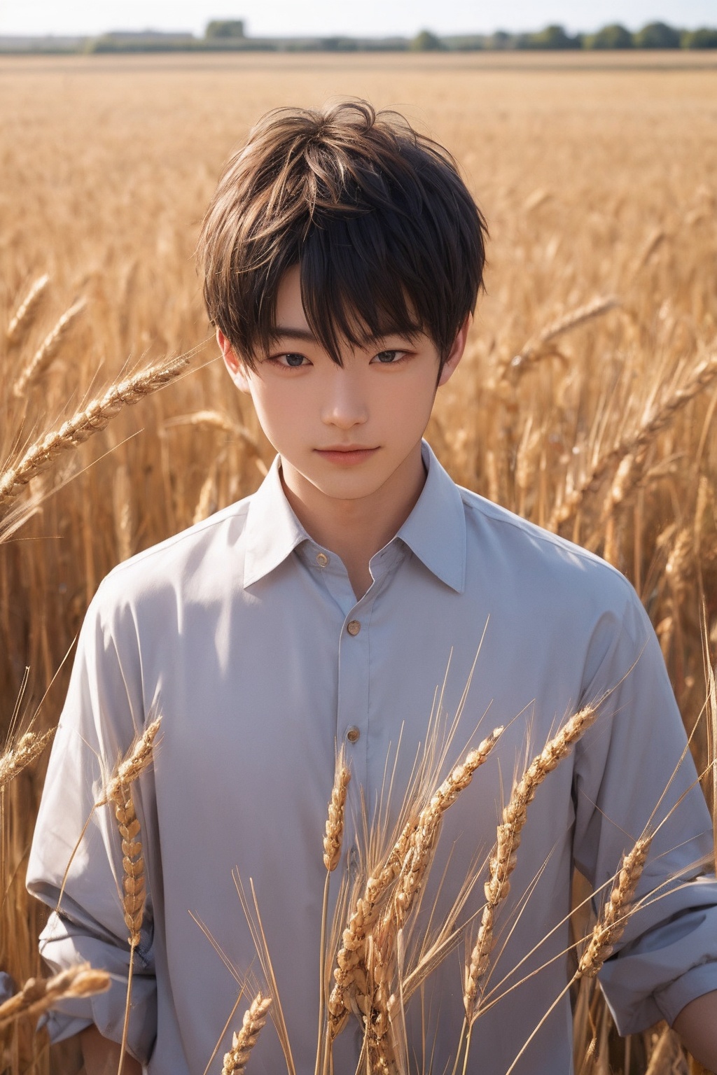 1boy,  wheat field on Tensor.Art