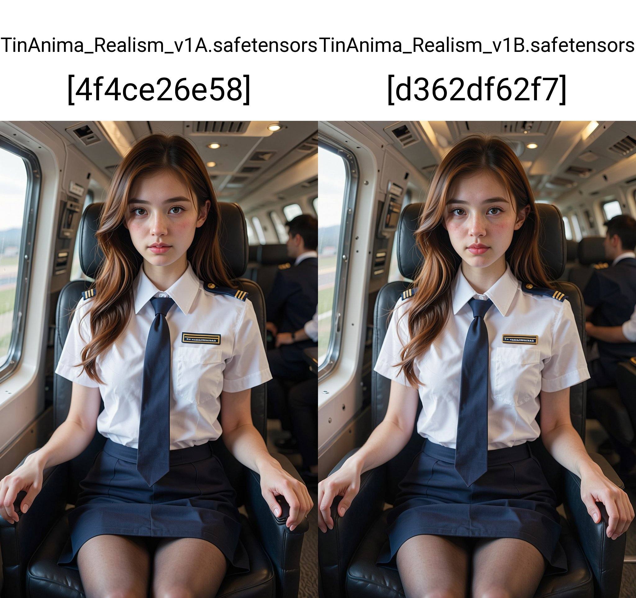 A young Asian woman,  estimated age early twenties,  seated inside a private jet cabin on Tensor.Art