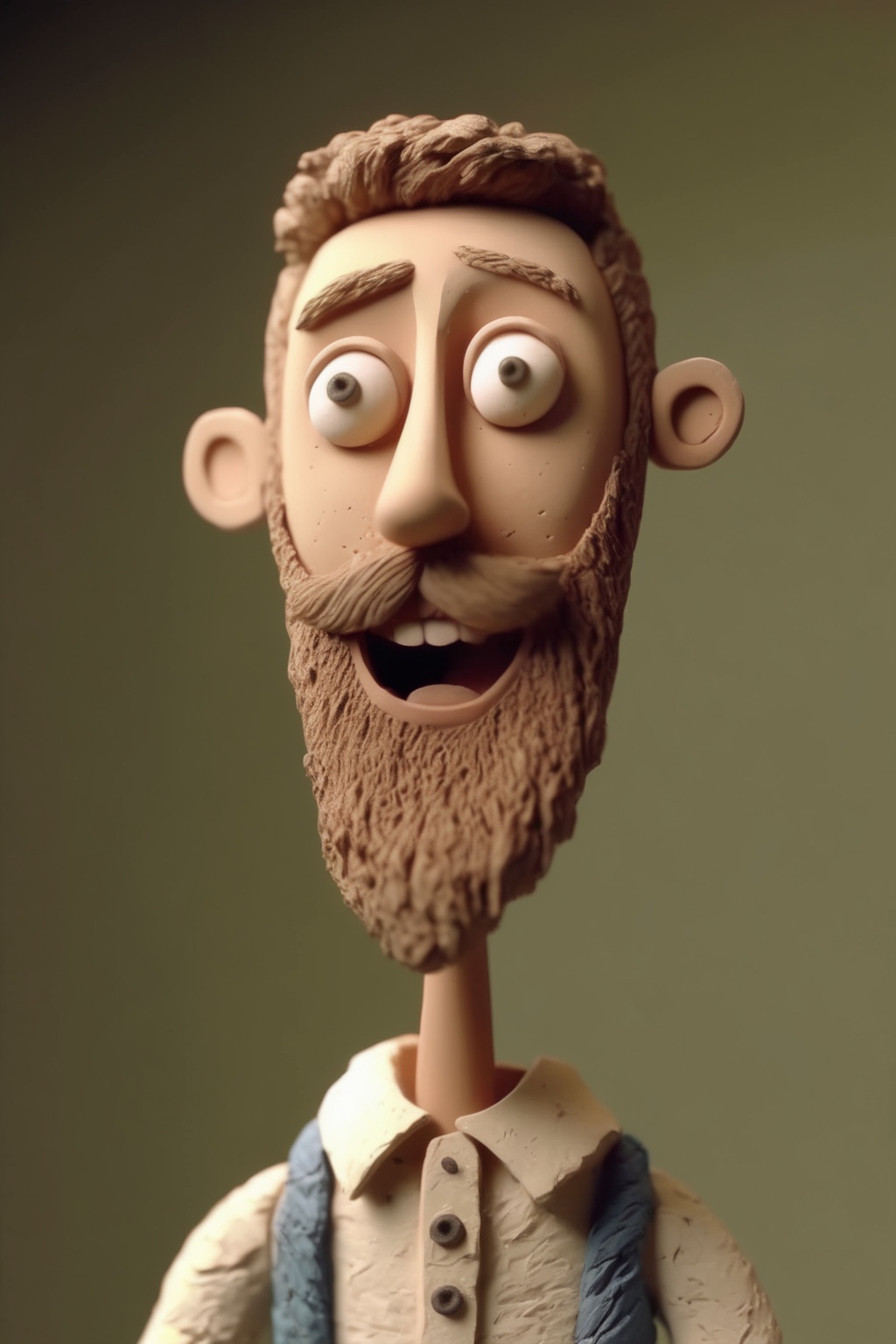 <lora:Clay Animation:1>Clay Animation - a CLAYMATION a happy 24 year old man with a beard in the style of Erwin Olaf in CLAYMATION