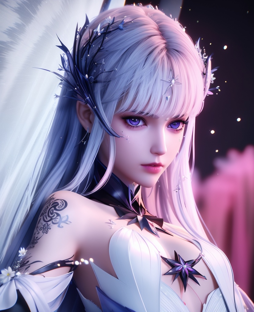 <lora:587-DA-神印王座-圣采儿-觉醒:0.8>(,1girl, ,best quality, ),looking at viewer,  ,,ultra detailed background,ultra detailed background,ultra realistic 8k cg,, ,masterpiece, (( , )),ultra realistic 8k cgSurrounded by strange, movie perspective, advertising style, Colorful background, splash of color A beautiful woman with delicate facial features,tattoo all over body, flower arms,