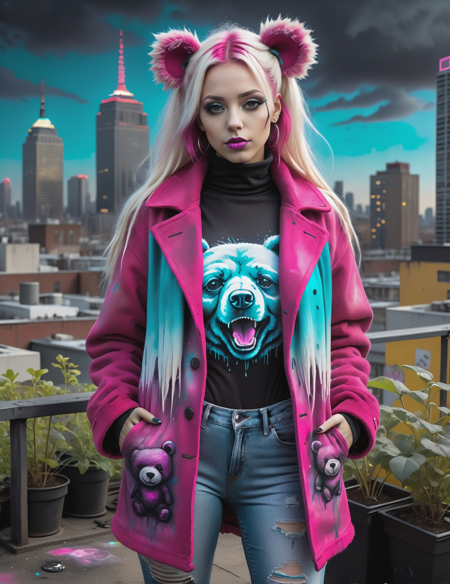 masterpiece of Cybergoth Art,  highly detailed professional 8k Chalk painting,  best quality on Tensor.Art