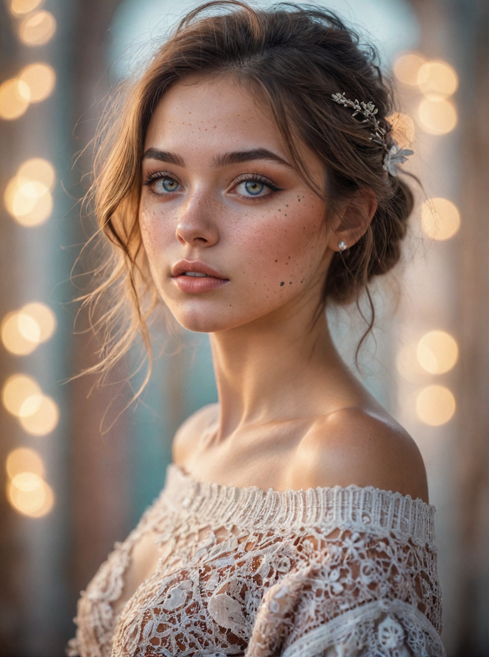 1girl,  mysterious girl,  an exotic girl in off-shoulder sweater on Tensor.Art