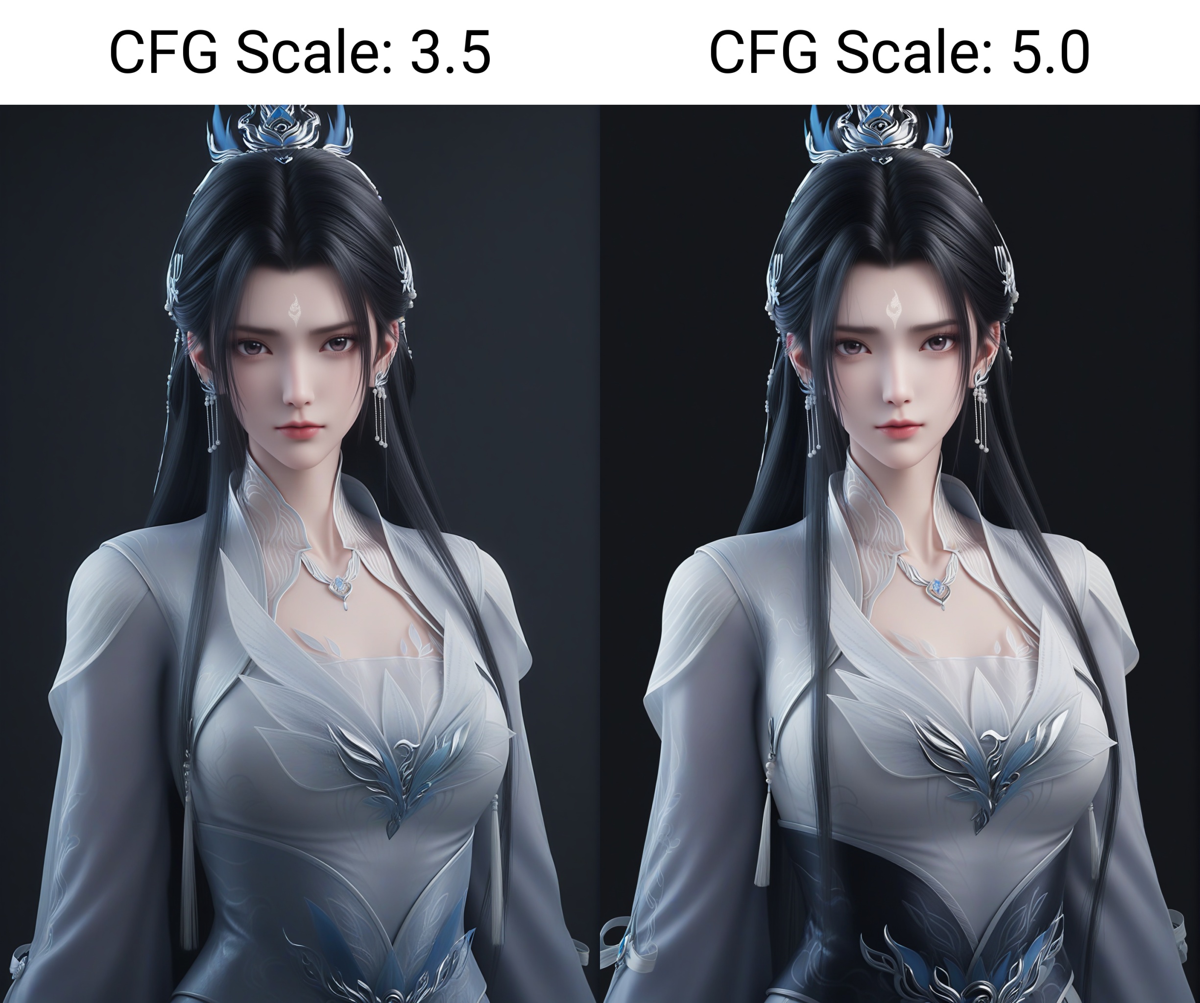 masterpiece,best quality,absurdres,highres,1girl,solo,<lora:新-陆雪琪-ill:0.85>,luxueqi,long hair,black hair,hair ornament,jewelry,earrings,forehead mark,hair bun,hair ribbon,BREAKcollarbone,sheer overlay,necklace,dress,belt,looking at viewer,front view,BREAKsimple background,black background,