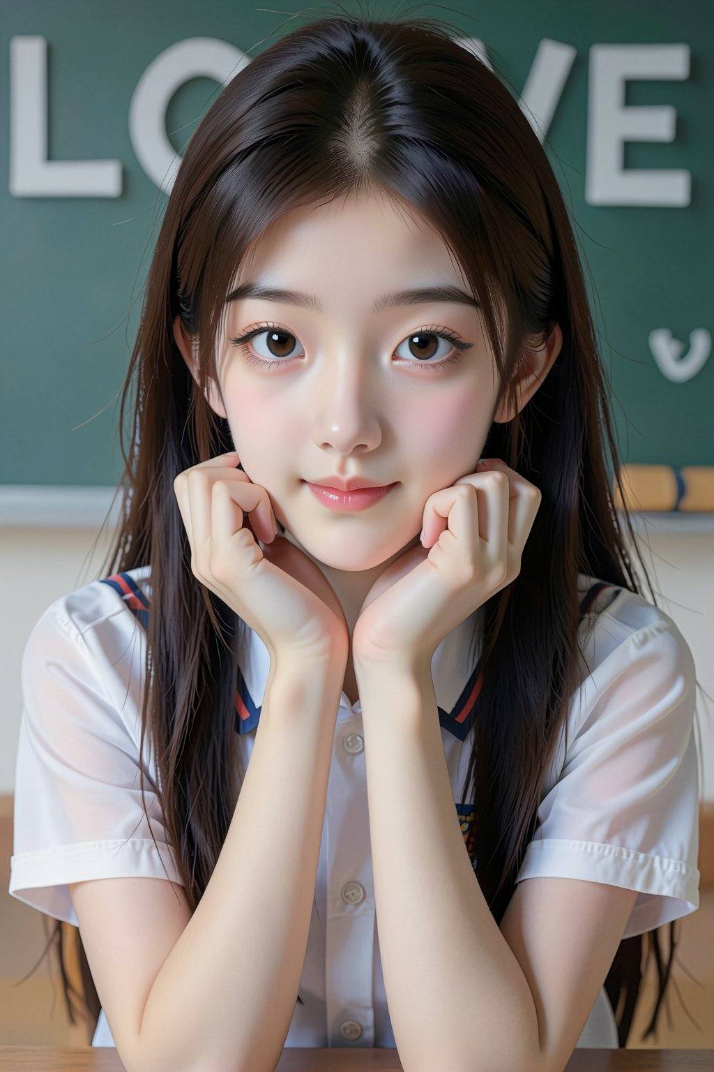 A young East Asian woman,  appearing to be in her late teens,  with long on Tensor.Art