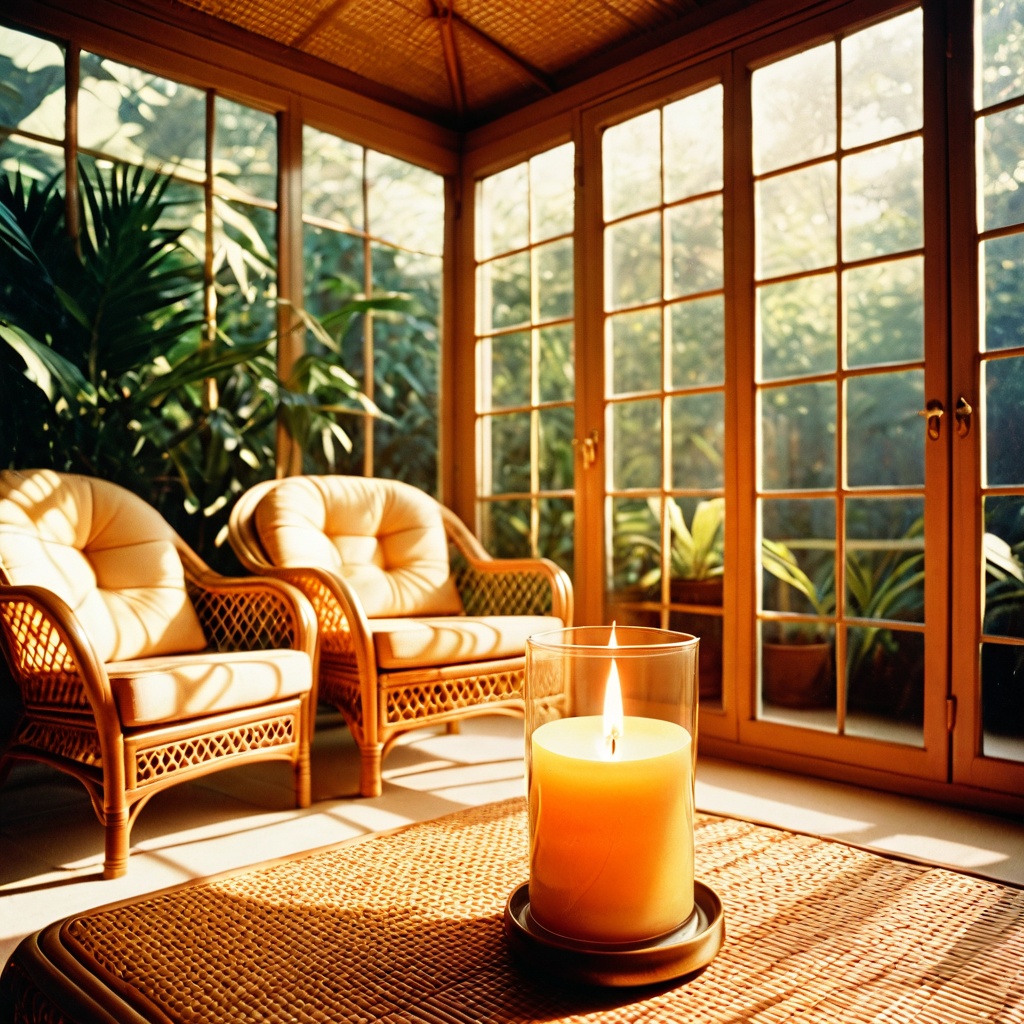 scene70ssunro,  a scented candle,  1970s sunroom on Tensor.Art