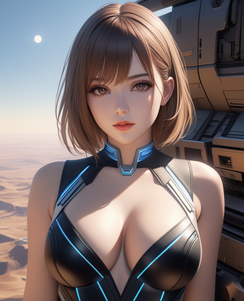 (,1girl, ,best quality, ),looking at viewer,masterpiece, (( , )),, realistic,science fiction,mole, ultra realistic 8k cg, sun ,  rose,(cleavage), (),